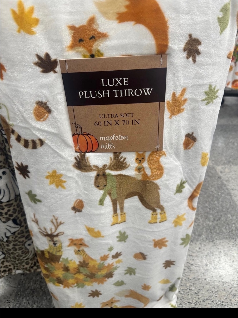 Luxe Plush Throw - White Autumn Woodland